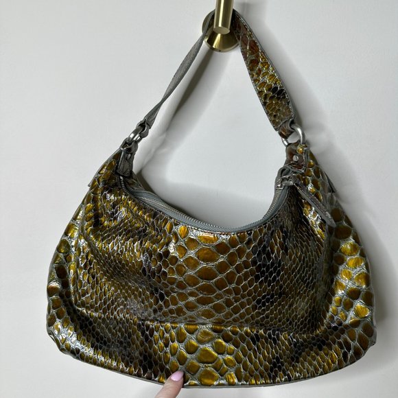 Cole Haan Snake Embossed Patent Leather Shoulder Bag EUC - Picture 4 of 7